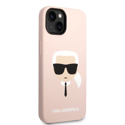 Skyddsfodral för Apple iPhone 14 Plus, Karl Lagerfeld, Silicone Karl's Head, Rosa