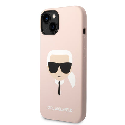 Skyddsfodral för Apple iPhone 14 Plus, Karl Lagerfeld, Silicone Karl's Head, Rosa