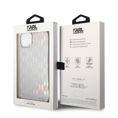 Fodral för Apple iPhone 14 Plus, Karl Lagerfeld, Monogram Iridescent, Silver