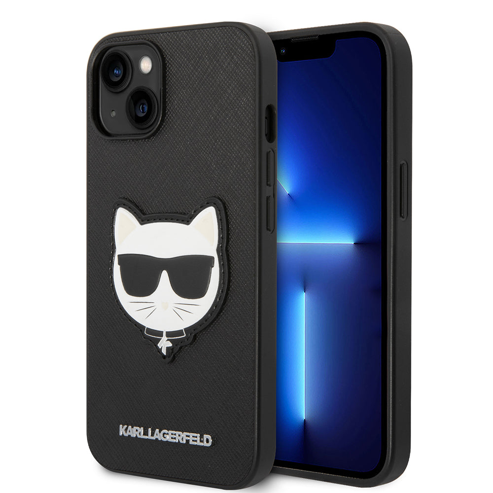 Fodral för Apple iPhone 14 Plus, Karl Lagerfeld, Saffiano Choupette's Head, Svart