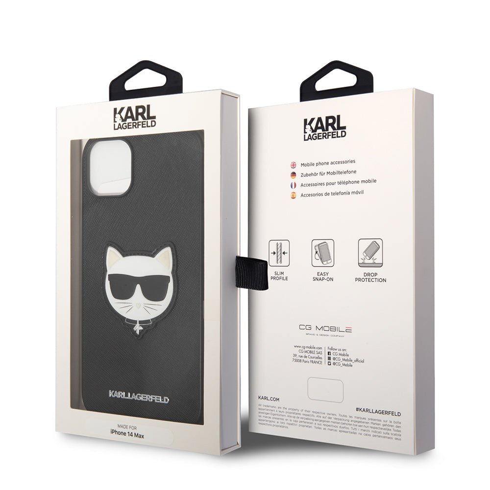 Fodral för Apple iPhone 14 Plus, Karl Lagerfeld, Saffiano Choupette's Head, Svart