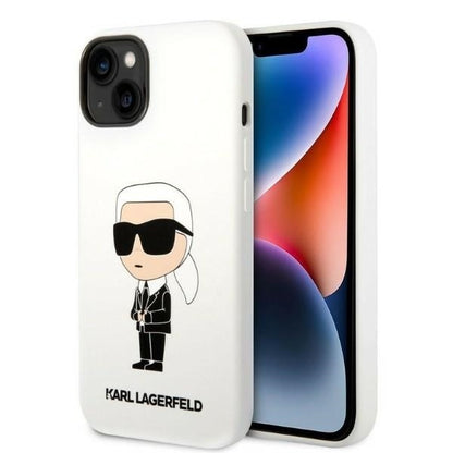 Fodral för Apple iPhone 14 Plus, Karl Lagerfeld, Silicone Ikonik Karl, Vit
