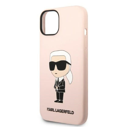 Skyddsfodral för Apple iPhone 14 Plus, Karl Lagerfeld, Silicone Ikonik Karl, Rosa