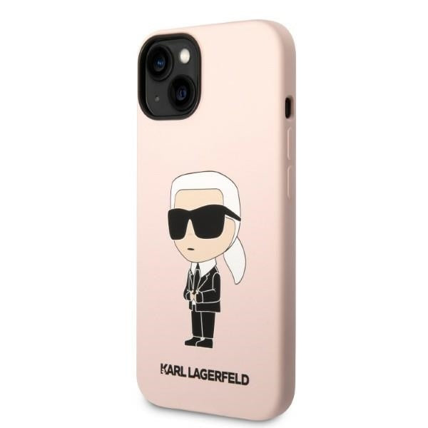 Skyddsfodral för Apple iPhone 14 Plus, Karl Lagerfeld, Silicone Ikonik Karl, Rosa