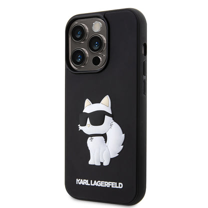 Skyddsfodral för Apple iPhone 14 Pro, Karl Lagerfeld, 3D Rubber Choupette, Svart