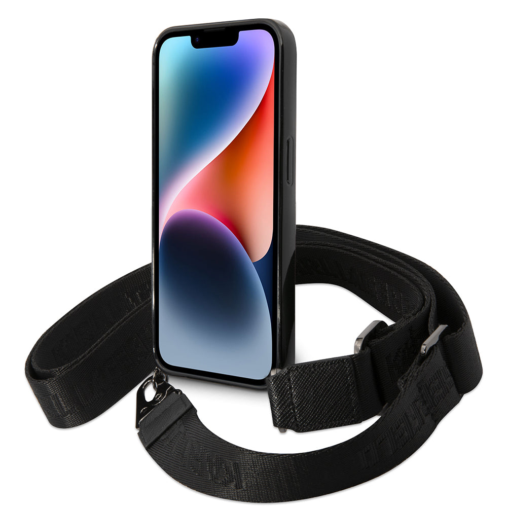 Fodral för Apple iPhone 14 Pro, Karl Lagerfeld, Color Stripes with Strap, Rosa