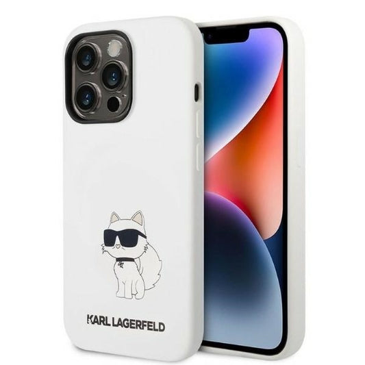Fodral för Apple iPhone 14 Pro, Karl Lagerfeld, Silicone Choupette, Vit