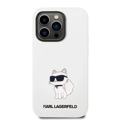 Case for Apple iPhone 14 Pro, Karl Lagerfeld, Silicone Choupette, White
