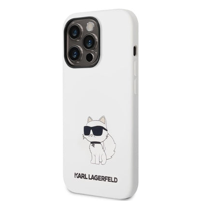 Case for Apple iPhone 14 Pro, Karl Lagerfeld, Silicone Choupette, White