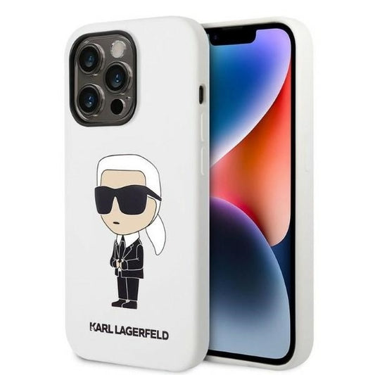 Skyddsfodral för Apple iPhone 14 Pro, Karl Lagerfeld, Silicone Ikonik NFT, Vit