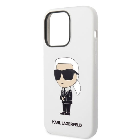 Skyddsfodral för Apple iPhone 14 Pro, Karl Lagerfeld, Silicone Ikonik NFT, Vit
