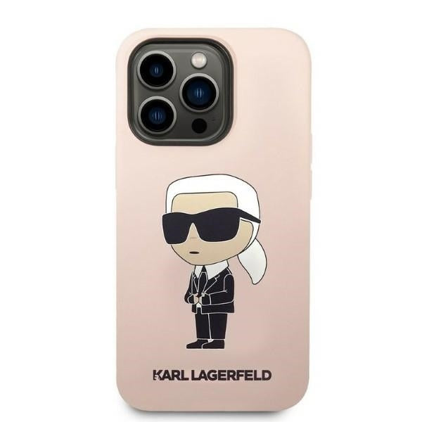 Skyddsfodral för Apple iPhone 14 Pro, Karl Lagerfeld, Silicone Ikonik NFT, Rosa