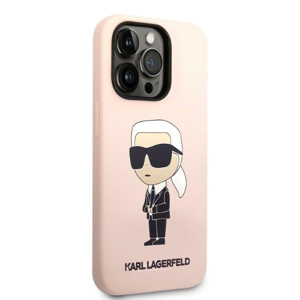 Skyddsfodral för Apple iPhone 14 Pro, Karl Lagerfeld, Silicone Ikonik NFT, Rosa