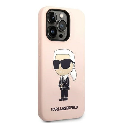 Skyddsfodral för Apple iPhone 14 Pro, Karl Lagerfeld, Silicone Ikonik NFT, Rosa