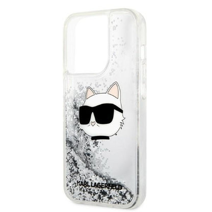 Case for Apple iPhone 14 Pro Max, Karl Lagerfeld, Glitter Choupette's Head, Silver