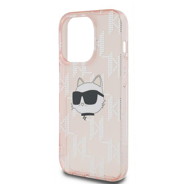 Fodral för Apple iPhone 14 Pro Max, Karl Lagerfeld, IML Luxury Monogram Choupette's Head, Rosa