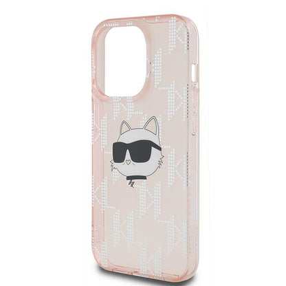 Fodral för Apple iPhone 14 Pro Max, Karl Lagerfeld, IML Luxury Monogram Choupette's Head, Rosa