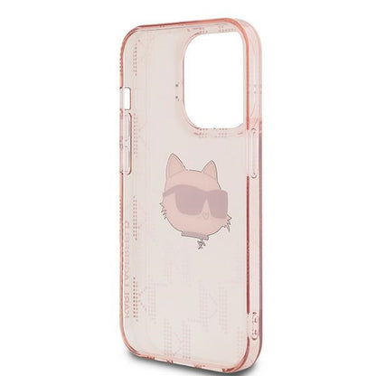 Fodral för Apple iPhone 14 Pro Max, Karl Lagerfeld, IML Luxury Monogram Choupette's Head, Rosa