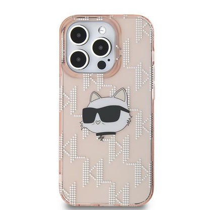 Fodral för Apple iPhone 14 Pro Max, Karl Lagerfeld, IML Luxury Monogram Choupette's Head, Rosa