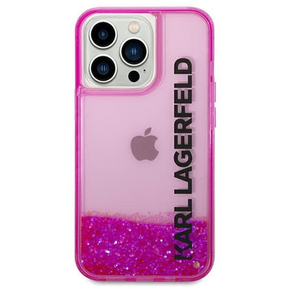 Fodral för Apple iPhone 14 Pro Max, Karl Lagerfeld, Liquid Glitter KL Logo, Rosa