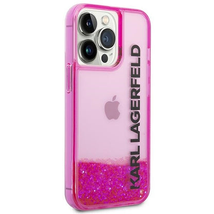 Fodral för Apple iPhone 14 Pro Max, Karl Lagerfeld, Liquid Glitter KL Logo, Rosa