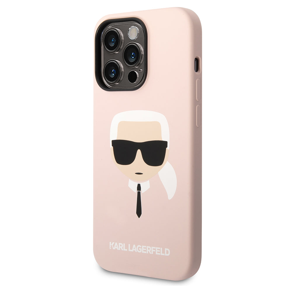 Skyddsfodral för Apple iPhone 14 Pro Max, Karl Lagerfeld, Silicone Karl's Head, Rosa