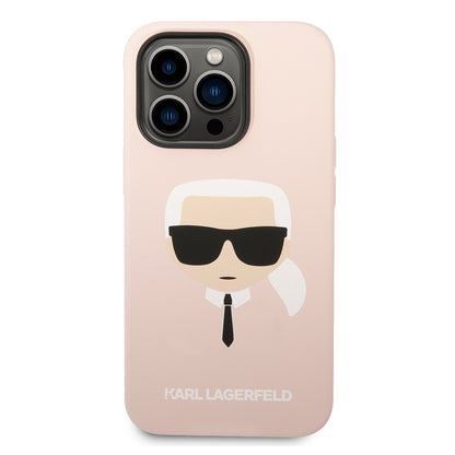 Skyddsfodral för Apple iPhone 14 Pro Max, Karl Lagerfeld, Silicone Karl's Head, Rosa