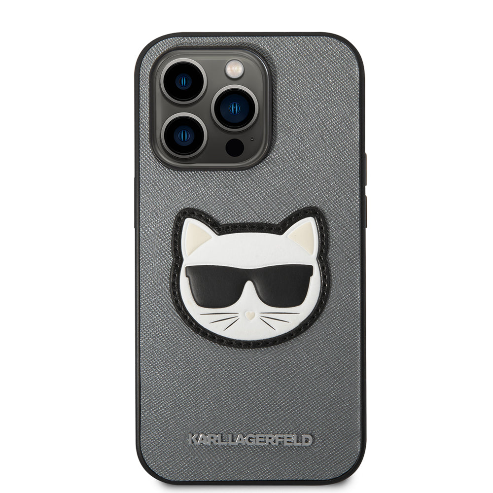 Fodral för Apple iPhone 14 Pro Max, Karl Lagerfeld, Saffiano Choupette's Head, Silver