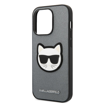 Fodral för Apple iPhone 14 Pro Max, Karl Lagerfeld, Saffiano Choupette's Head, Silver