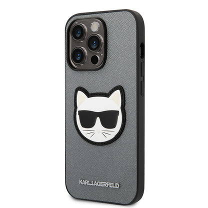 Fodral för Apple iPhone 14 Pro Max, Karl Lagerfeld, Saffiano Choupette's Head, Silver