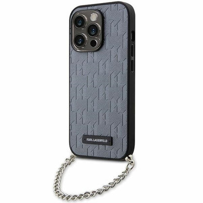 Skyddsfodral för Apple iPhone 14 Pro Max, Karl Lagerfeld, Saffiano Monogram Chain, Silver