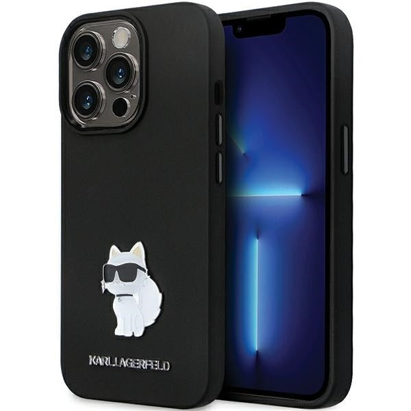 Case for Apple iPhone 14 Pro Max, Karl Lagerfeld, Silicone Choupette Metal, Black