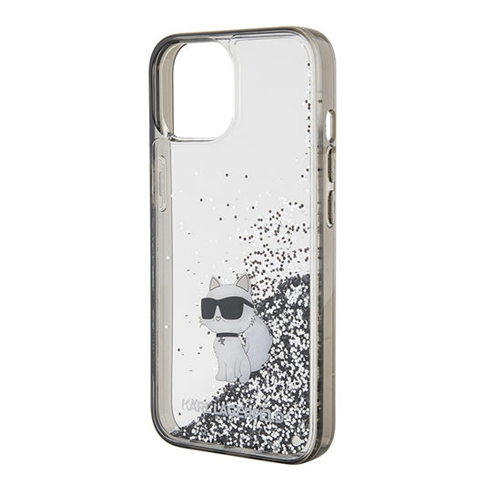 Skyddsfodral för Apple iPhone 15 / 14 / 13, Karl Lagerfeld, Liquid Glitter Choupette, Transparent