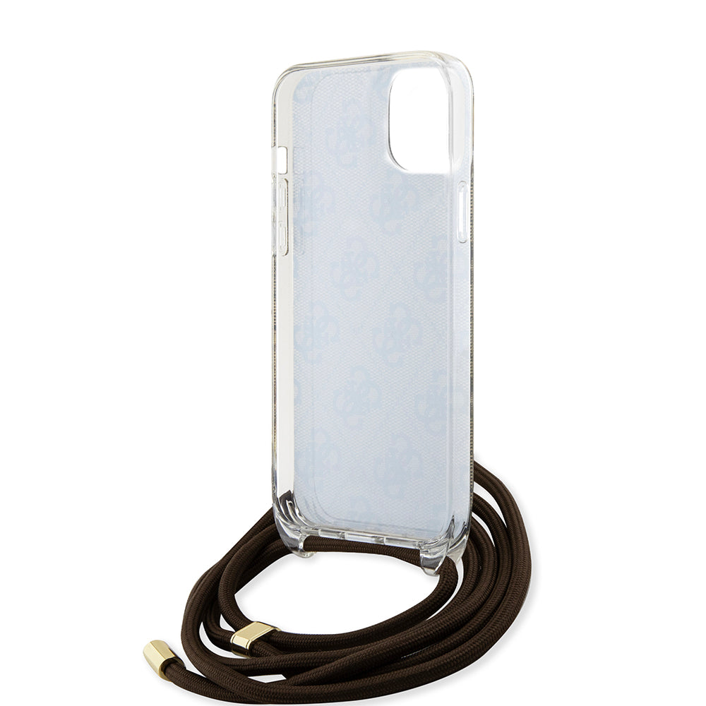 Fodral för Apple iPhone 15, Guess, 4G IML Printed Crossbody, Brun