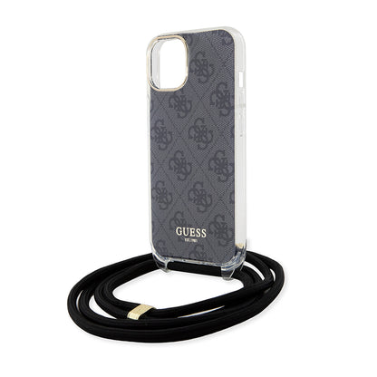 Fodral för Apple iPhone 15, Guess, 4G IML Printed Crossbody, Svart