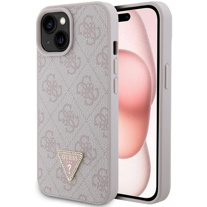 Fodral för Apple iPhone 15, Guess, 4G Triangle Strass, Rosa