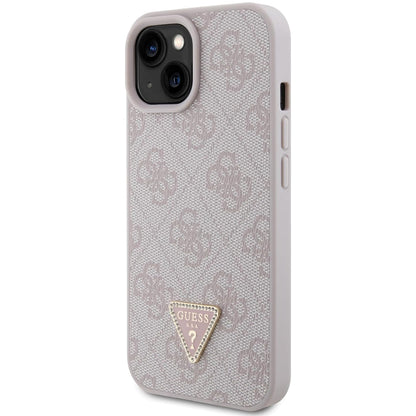 Fodral för Apple iPhone 15, Guess, 4G Triangle Strass, Rosa