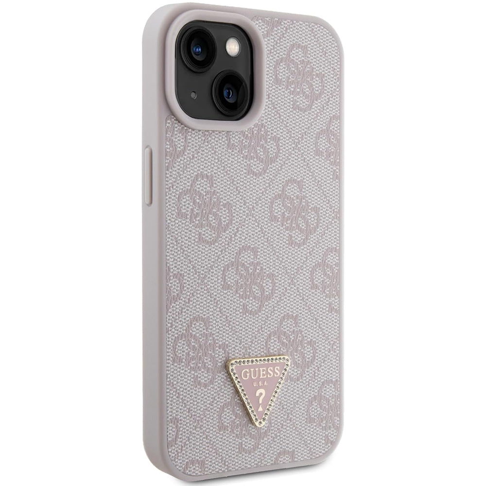 Fodral för Apple iPhone 15, Guess, 4G Triangle Strass, Rosa