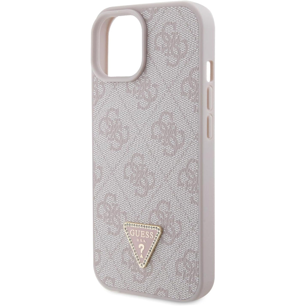 Fodral för Apple iPhone 15, Guess, 4G Triangle Strass, Rosa