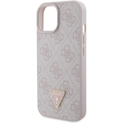 Fodral för Apple iPhone 15, Guess, 4G Triangle Strass, Rosa