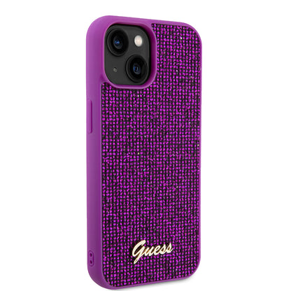 Skyddsfodral för Apple iPhone 15, Guess, Disco Metal Script, Fuchsia