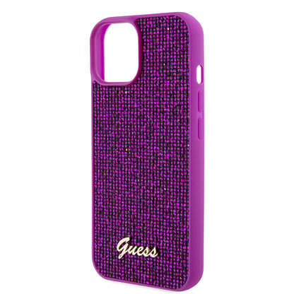 Skyddsfodral för Apple iPhone 15, Guess, Disco Metal Script, Fuchsia