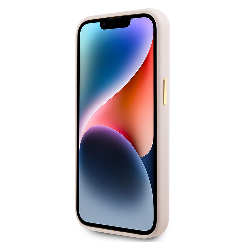 Fodral för Apple iPhone 15, Guess, Logo Strass 4G, Ljusrosa