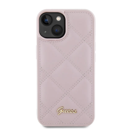 Fodral för Apple iPhone 15, Guess, Quilted Metal Logo, Rosa