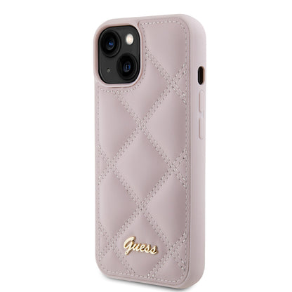 Fodral för Apple iPhone 15, Guess, Quilted Metal Logo, Rosa