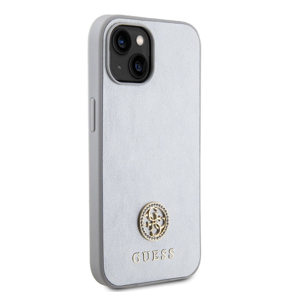 Case for Apple iPhone 15, Guess, Strass Metal Logo, Silver