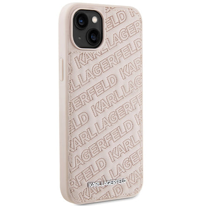 Fodral för Apple iPhone 15, Karl Lagerfeld, Diagonal Quilted K Pattern, Rosa