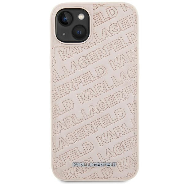Fodral för Apple iPhone 15, Karl Lagerfeld, Diagonal Quilted K Pattern, Rosa