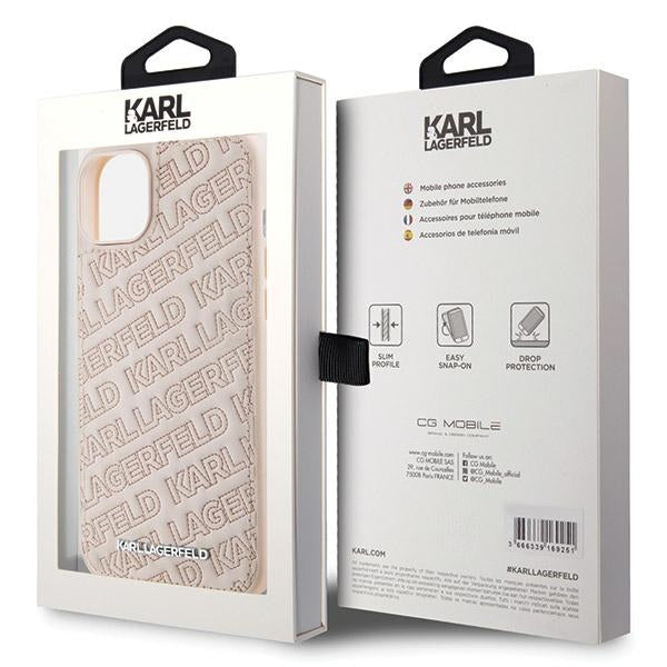 Fodral för Apple iPhone 15, Karl Lagerfeld, Diagonal Quilted K Pattern, Rosa