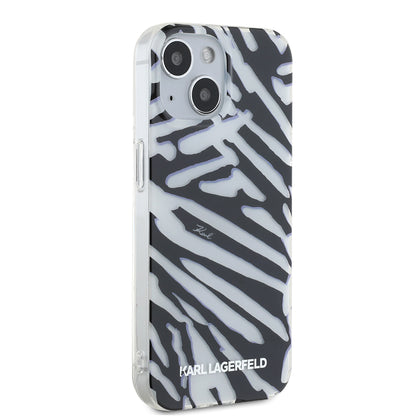 Case for Apple iPhone 15, Karl Lagerfeld, IML Luxury Zebra Pattern with Strap, Black